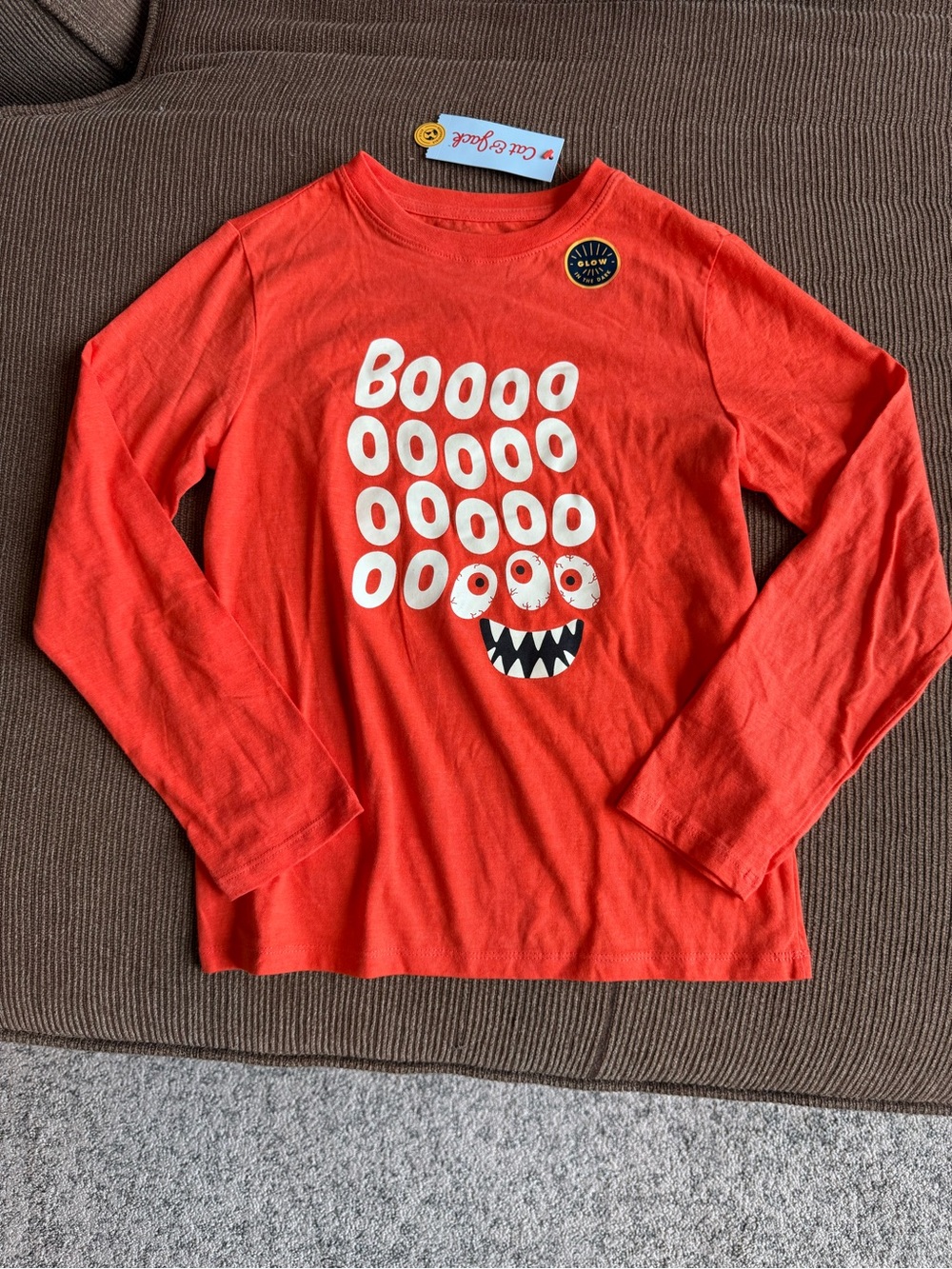 Kids orange 'Boooo' Monster Graphic Long Sleeve Tee